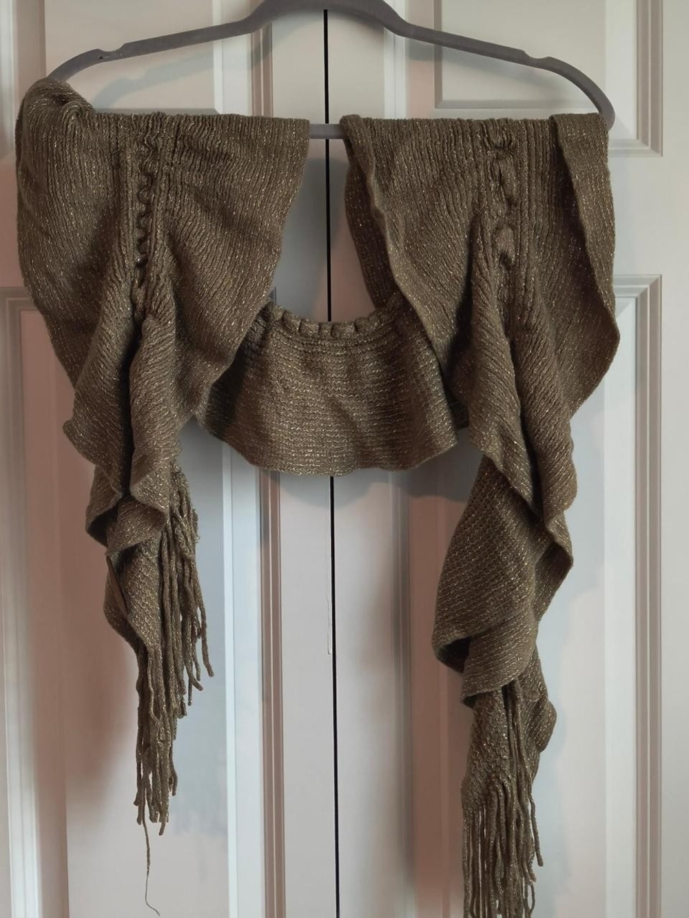Women's Metallic Brown Knit Scarf